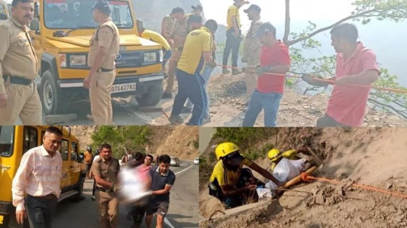 A car falls into a ravine in Uttarakhand A car falls into a ravine in Uttarakhand