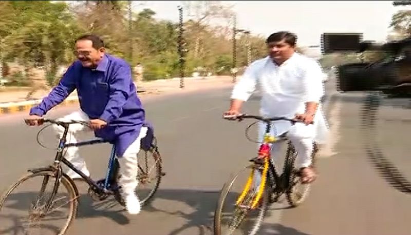 MLAs ride bicycle to reach Assembly