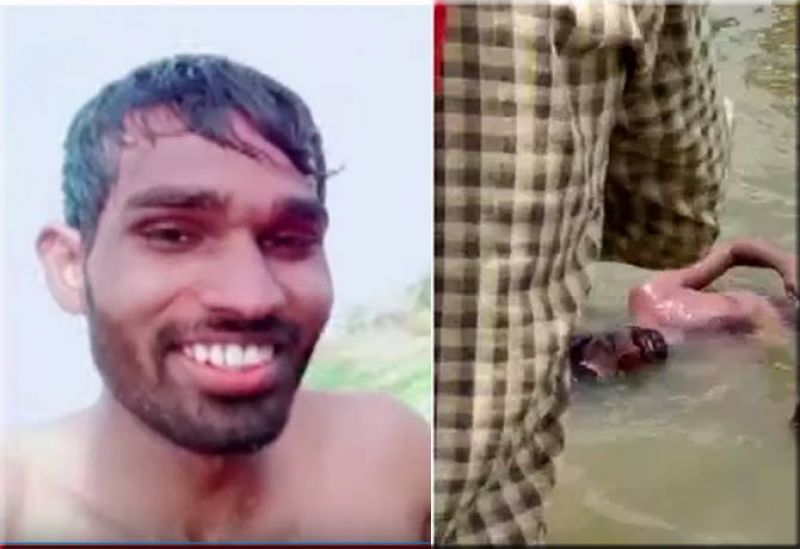 TikTok video while bathing in pond