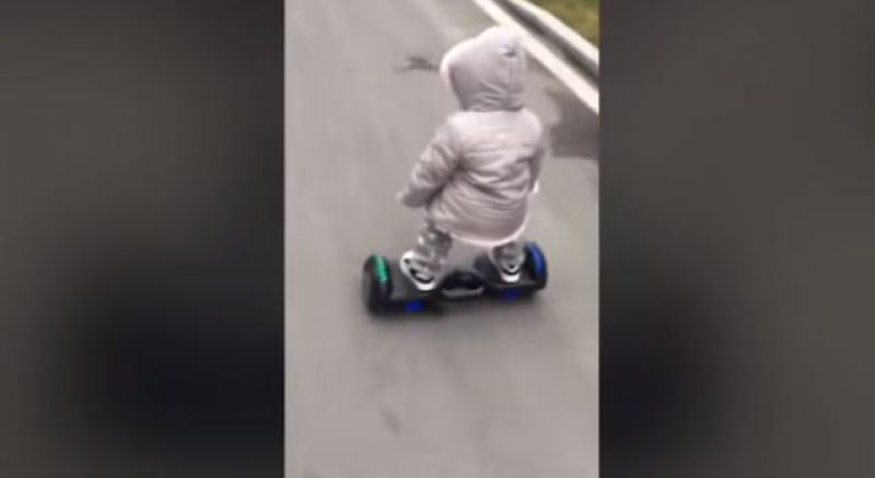 14 month girl riding rides Hoverboard