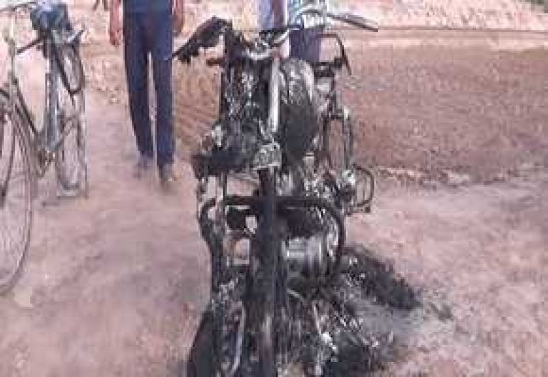 Burnt Bike in Fight 