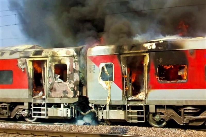 Two coaches of Telangana Express catches fire in Haryana