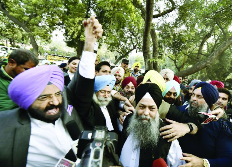 In Happiness HS Phoolka and Manjinder Singh Sirsa with other Sikh leadersIn Happiness HS Phoolka and Manjinder Singh Sirsa with other Sikh leaders