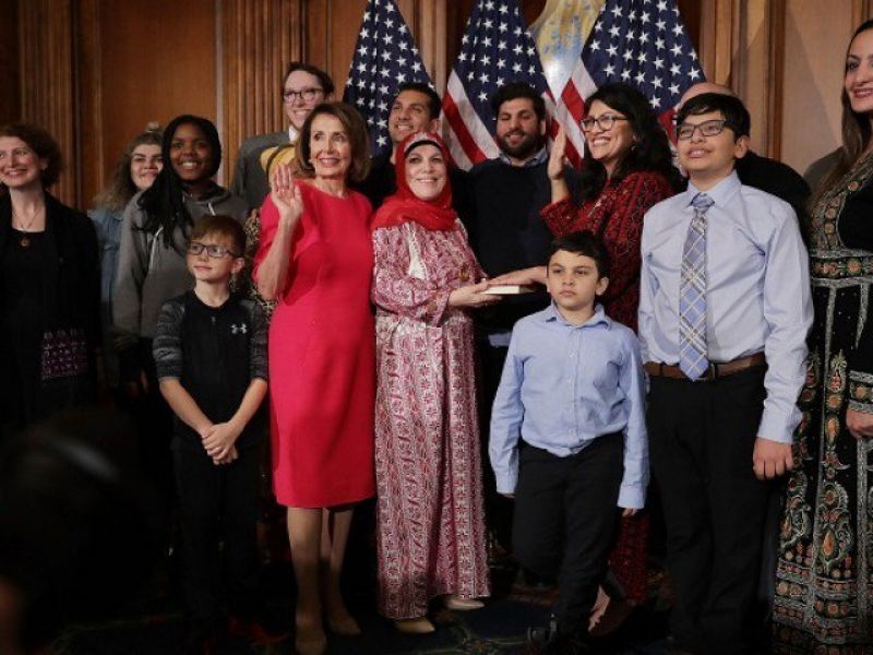 Speaker Nancy Pelosi with Rep. Rashida Tlaib