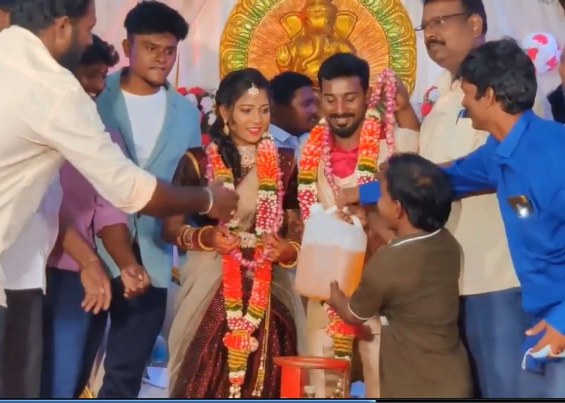 The bride and groom received a gift of petrol, gas cylinders and onions