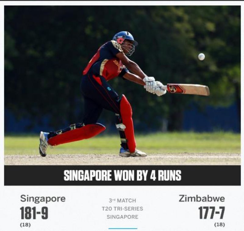 Singapore create history by clinching T20I victory over Zimbabwe