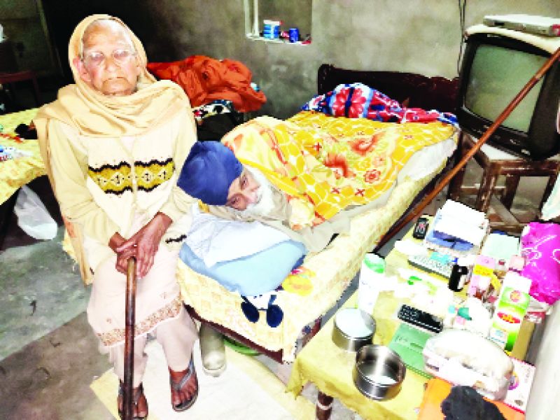 80 years Old mother and her son 