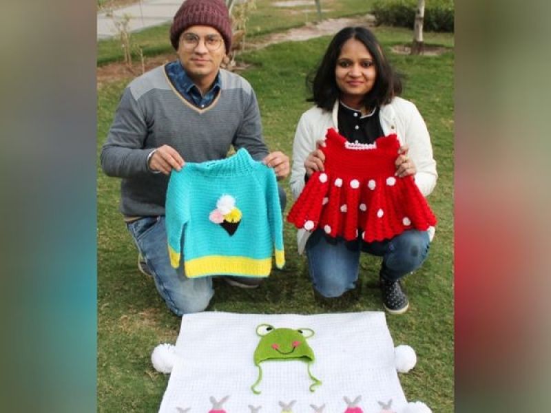 Grandma made a frock at home for her granddaughter