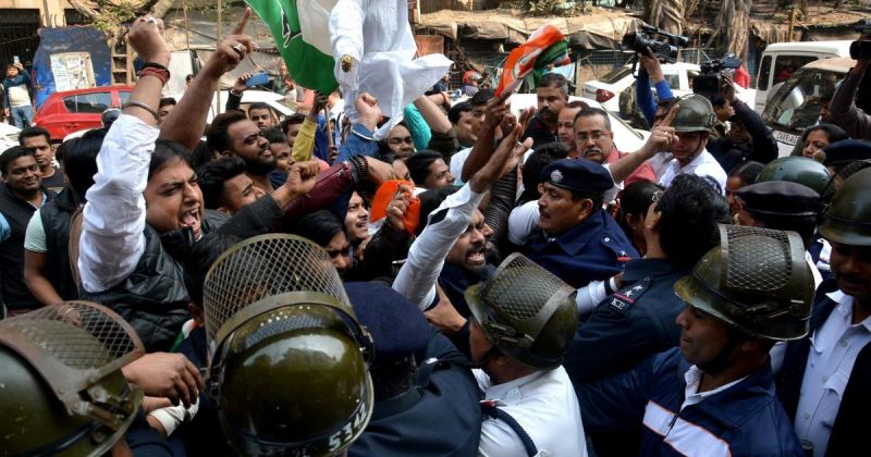 Congress workers protest against The Accidental Prime Minister