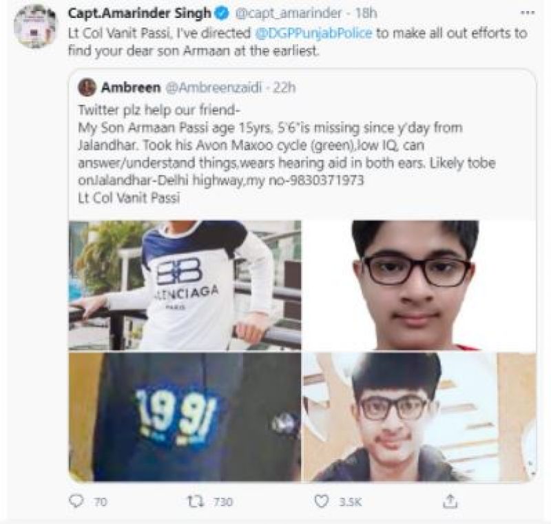 missing boy Arman Passi