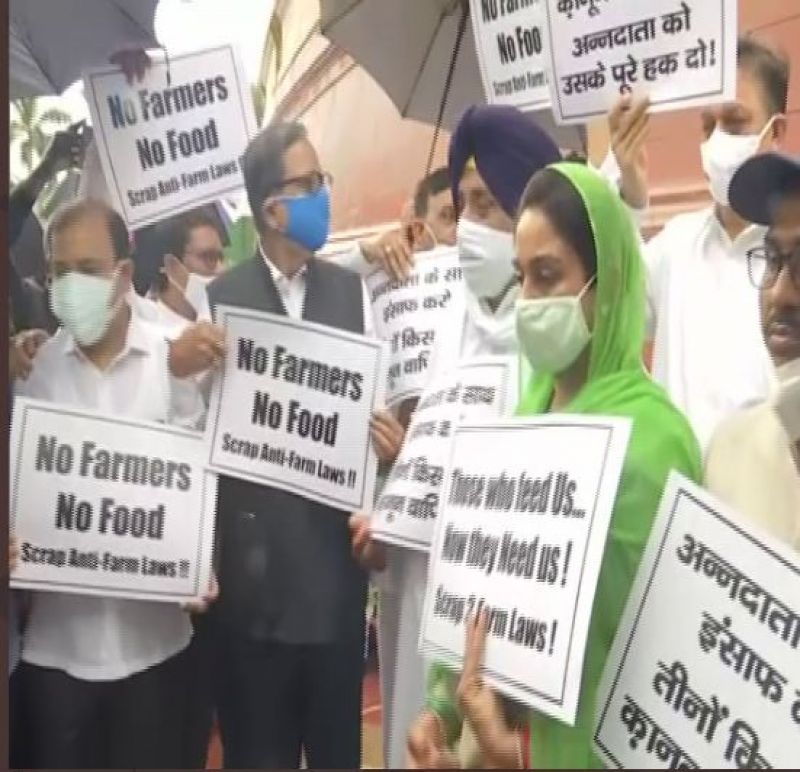 SAD protest outside Parliament against farm laws SAD protest outside Parliament against farm laws