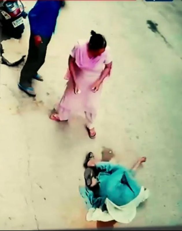 The son slapped his mother