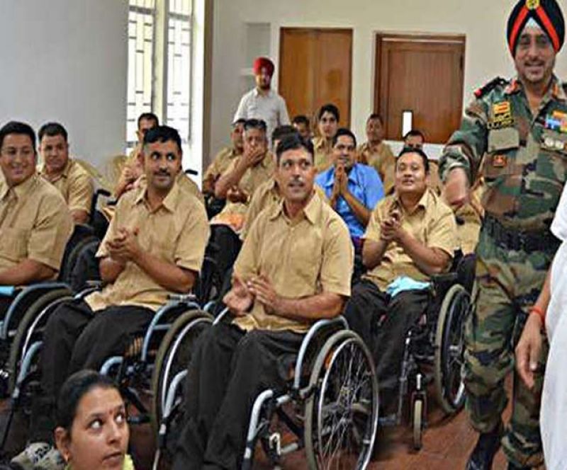 Disabled soldiers under rehabilitation