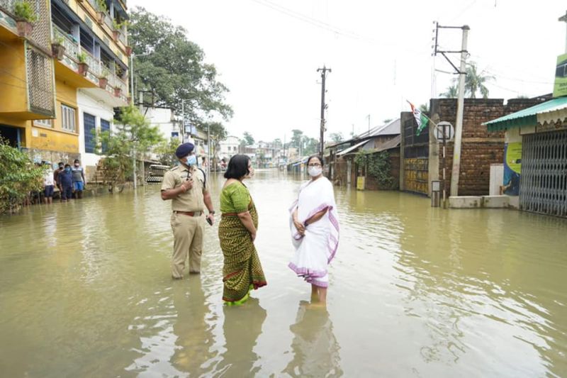 Mamata Banerjee visits flood-affected areas