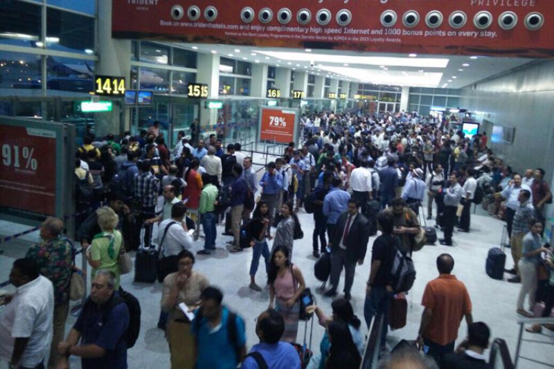passengers at Delhi airport