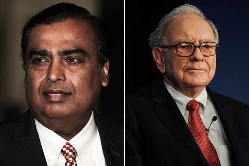 Mukesh Ambani and Warren Buffett  Mukesh Ambani and Warren Buffett