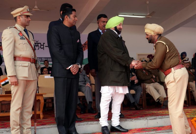 Captain Amrinder Singh with Punjab Police Officers
