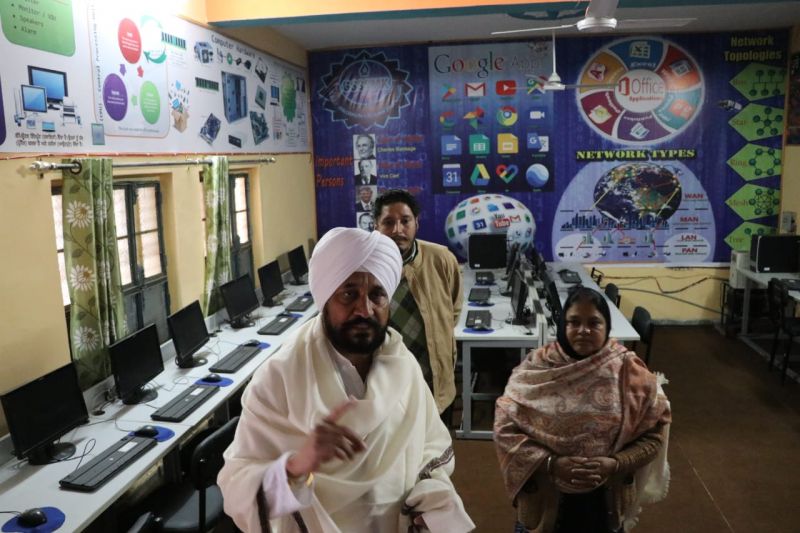 Charanjit Singh Channi visited school in his maternal village Makdona Kalan