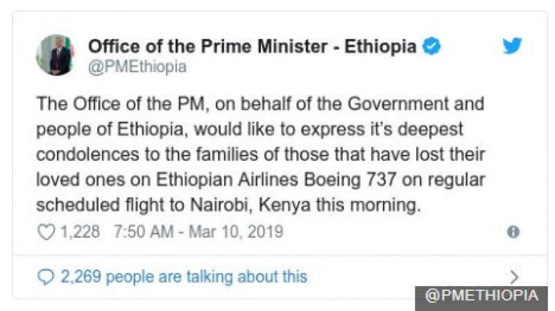Prime minister ethiopia tweet