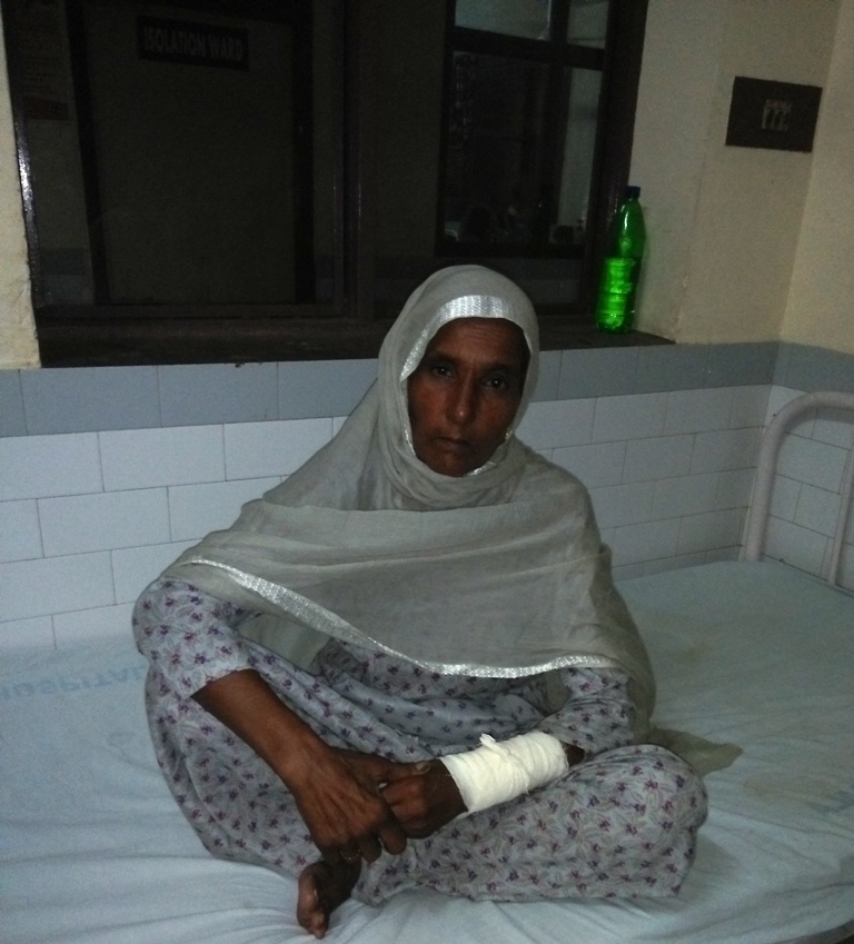 Beaten mother